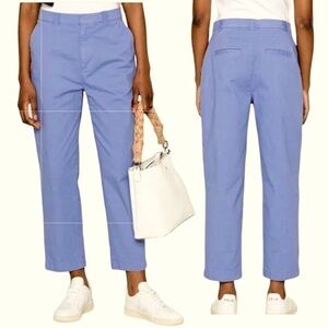 Gap Everyday Straight Khaki Pants Sz 8 Blue Gray High Rise Ankle Denim Chino